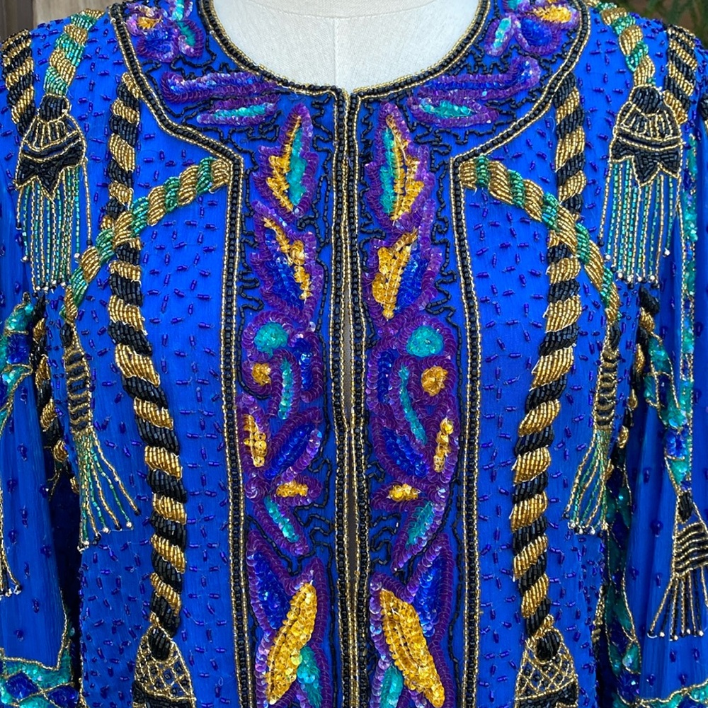 Exquisite Vintage Beaded Evening Jacket or Top SZ M